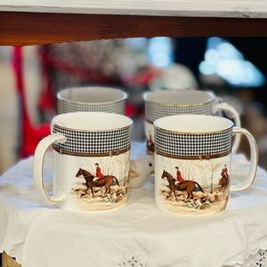 Set of 4 Ralph Lauren Balmoral Hunt Wedgewood China England mugs